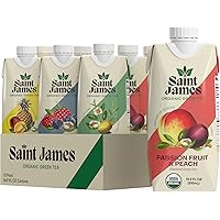 Saint James Iced Tea | Organic Green Tea | Organic, Non-GMO Green Tea, 12 Pack (16.9oz each) (Variety)