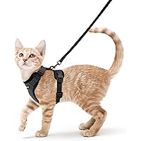 rabbitgoo Cat Harness and Leash for Walking, Escape Proof Soft Adjustable Vest Harnesses for Cats, Easy Control Breathable Reflective Strips Jacket, Black, XS