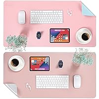 AFRITEE Desk Pad Protector Mat - Rose Pink/Silver, 31.5
