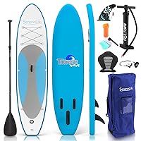 SereneLife Inflatable Stand Up Paddle Board (6 Inches Thick) with Premium SUP Accessories, Seat & Carry Bag | Bottom Fin for Paddling, Surf Control, Non-Slip Deck | Youth & Adult Standing Boat