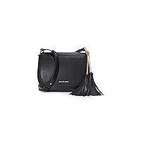 MICHAEL Michael Kors Womens Elyse Leather Signature Saddle Handbag Black Medium