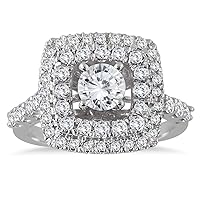 AGS Certified 1 5/8 Carat TW Diamond Engagement Ring in 14K White Gold (J-K Color, I2-I3 Clarity)