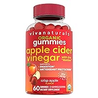 Organic Apple Cider Vinegar Gummies (60 Gummies) - ACV Gummies with The Mother, Supports Healthy Digestion & Provides Antioxidant-Like Support, Crisp Apple Flavor