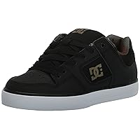 DC Men's Pure Low Top Lace Up Casual Skate Shoe Sneaker, Black/Black/Green, 18