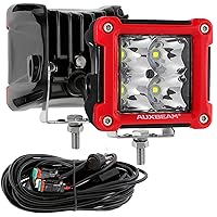 Auxbeam LED Pod Lights with DT Wiring Harness Kit, 3 Inch 20W Plug and Play Cube Driving Light Bar Square Offroad Spot Light Ditch Lights for Truck Jeep Car Motorcycle ATV UTV SUV