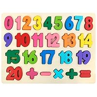 Number Puzzle Wooden Puzzles for Toddlers 1 2 3 4 5 Year Old, Shape Learning Puzzles Toys with Puzzle Board & Number Blocks, Preschool Educational for Girls Boys