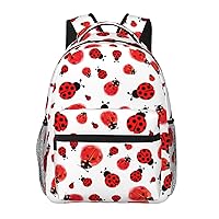 Red Ladybug Large Backpack For Men Women Personalized Laptop Tablet Travel Daypacks Shoulder Bag