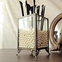 PuTwo Makeup Organizer Vintage Make up Brush Holder with Free White Pearls - Small