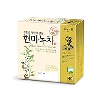 Ssanggye Brown Rice Green Tea 1.2g x 40 Tea Bags, Premium Korean Herbal Tea Hot Cold Soft Taste 4 Seasons Made in Korea