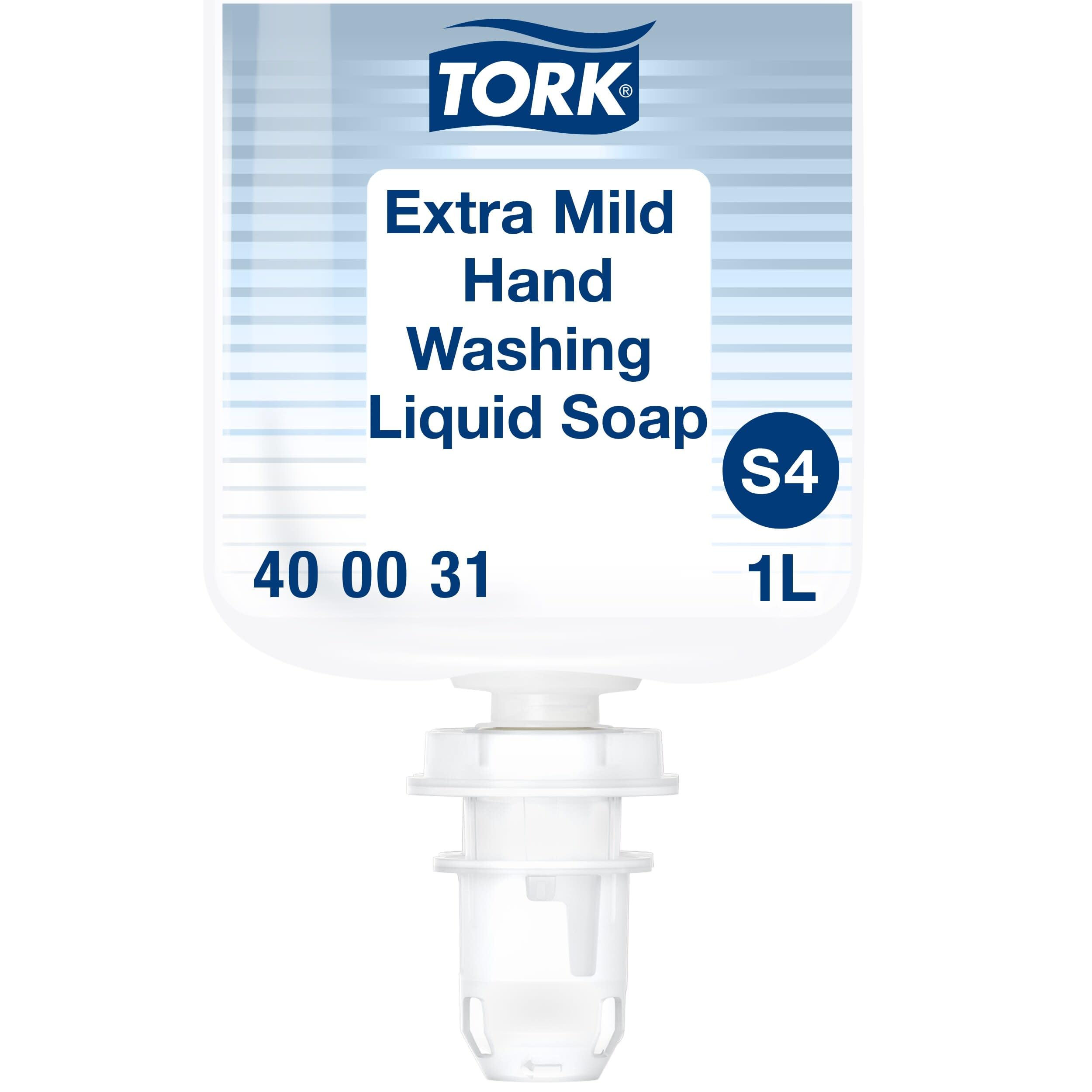 Tork Extra Mild Hand Washing Liquid Soap S4, No Fragrance Added, 6 x 1L, 400031