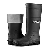 NINGO Men's Steel Toe Rain Boots, Waterproof Rubber Boots, Seamless PVC Rainboots, Puncture and Slip Resistant, Outdoor Fishing Gardening Boots for Men, for Agriculture and Industrial Working