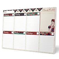 A4 Desk Pad with Daily, Weekly and Monthly Calendar, Desktop Planner, Desktop Note Pad, 54 Undated Tear Off Sheets, 8.3 x 11.7 inches, To Do List … (Frida Kahlo White)