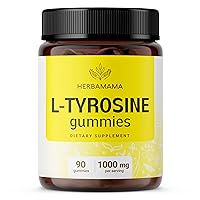 L Tyrosine Gummies - Tyrosine Supplement for Cognition, Mood Boost, Nerve, Memory Support & Focus - Reduce Stress & Promote Mental Alertness L-tyrosine Gummies 1000mg - 90 Chews