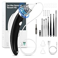 Ear Vacuum Wax Remover, Ear Wax Removal, 5 Levels Strong Suction Ear Wax Remover,USB Charge Ear Wax Vacuum,Reusable Ear Wax Removal Kit, Electric Ear Wax Remover for Adults and Kids(Black)