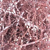 Keoferlo Rose Pink Crinkle Cut Paper Shred Filler 1/2 LB Mother's Day Baskets Metallic Iridescent Grass Stuffing for Mother's Day Baskets Gift Boxes Birthday Decorations Wrappings (Rose Pink)