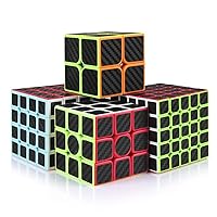 CFMOUR Speed Cube Set,2x2 3x3 4x4 5x5 Carbon Fiber Cube Bundle for Kids,Smooth Original Cube