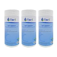 Tier1 0.5 Micron 10 Inch x 4.5 Inch | 3-Pack String Wound Polypropylene Whole House Sediment Water Filter Replacement Cartridge | Compatible with Pentek 355212-43, WP.5BB97P, Home Water Filter