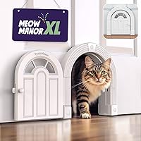 Cat Door Interior Door - Meow Manor Extra Large Pet Door, 10.25 x 11 No-Flap Cat Door Interior Door for Cats up to 30 lbs, Easy DIY Setup, Secured Installation in Minutes, No Training Needed