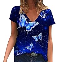 Shirts for Women Casual Long Sleeve Fashion Blouse for Women Fall 2021 Sexy V Neck Short Sleeve Floral Print S
