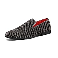 Mens Luxury Plain Toe Glitter Slip On Loafers Party Dancing Shoes
