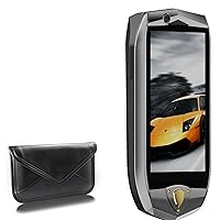 BoxWave Case Compatible with Oukitel K16 - Elite Leather Messenger Pouch, Synthetic Leather Cover Case Envelope Design - Jet Black