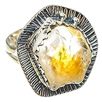 Ana Silver Co Rough Citrine Ring Size 8.25 (925 Sterling Silver) - Handmade Jewelry, Bohemian, Vintage RING69313