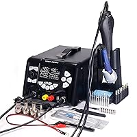 YIHUA 853D 5A-II 3 in 1 Hot Air Rework Soldering Iron Station and DC Power Supply 30V 5A -°F /°C Multiple Functions