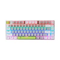 HUO JI 60% Mechanical Gaming Keyboard, E-Yooso Z-88 with Red Switches, Rainbow LED Backlit, Compact 81 Keys Hot Swappable for Mac, PC, Grey White Green (Renewed)