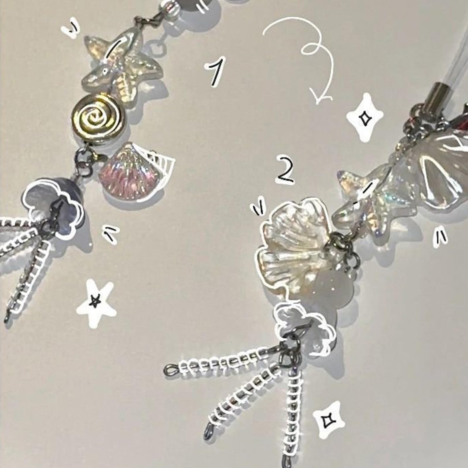 KUFptva Jellyfish Star Pendant Keychain Phone Strap Lanyard Tassels Keyring Strap Backpack Charm Car Keys Decoration