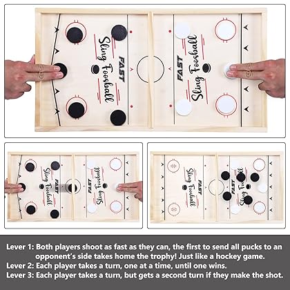 Toydaze Sling Foosball Fast Sling Puck Game with Extra 10 Pucks & 2 Slingshots for Spare Use, Portable Slingpuck Board Game for Child, Foosball Slingshot Game Board, Available in Large & Small Sizes