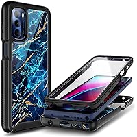 NZND Compatible with Motorola Moto G Stylus 5G 2022 Case [Not Fit 4G] with [Built-in Screen Protector], Full-Body Protective Shockproof Rugged Bumper Cover, Impact Resist Case (Sapphire)