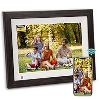 Wooden Digital Picture Frame with 32GB Memory, 10.1 inch 1280x800 IPS HD Touch Screen, Auto-Rotate, Motion Sensor - WiFi Digital Photo Frame with Frameo APP for Slideshows, Video Playback