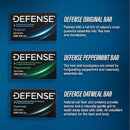 Defense Soap 2pk All Natural Tea Tree Bar Soap for Men | Made by Wrestlers with Tea Tree Oil & Eucalyptus Oil to Defend Against Fungus and Promote Healthy Skin