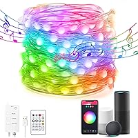 Avatar Controls 32.8ft Smart Fairy Lights Works w/Alexa Google, Color Changing LED Lights with Remote&APP, Music Sync Fairy Lights with 20 Flash Modes, Dreamcolor Plug in USB String Lights with Timer