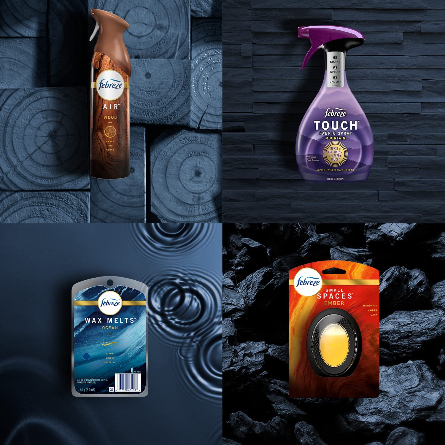 Febreze Air Freshener Spray, Air Fresheners For Bathroom, Ocean Scent, Air Refresher Spray, Bathroom Spray, Odor Fighter for Strong Odor, 8.8 oz (Pack of 3)