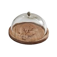 Park Designs Leaves Wood Cheese Board with Glass Dome