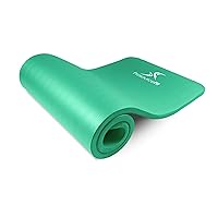 ProsourceFit Extra Thick Yoga and Pilates Mat Long High Density Exercise Mat with Comfort Foam and Carrying Strap, Aqua