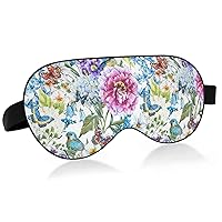 Eye Mask for Sleeping Women Men - Watercolor Vintage Floral Silk Eye Sleep Mask Soft Breathable Eye Cover with Adjustable Strap for Travel Nap