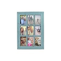 Prinz Homestead Distressed Wood Antique Blue 9-Opening Collage Picture Frame, for 4