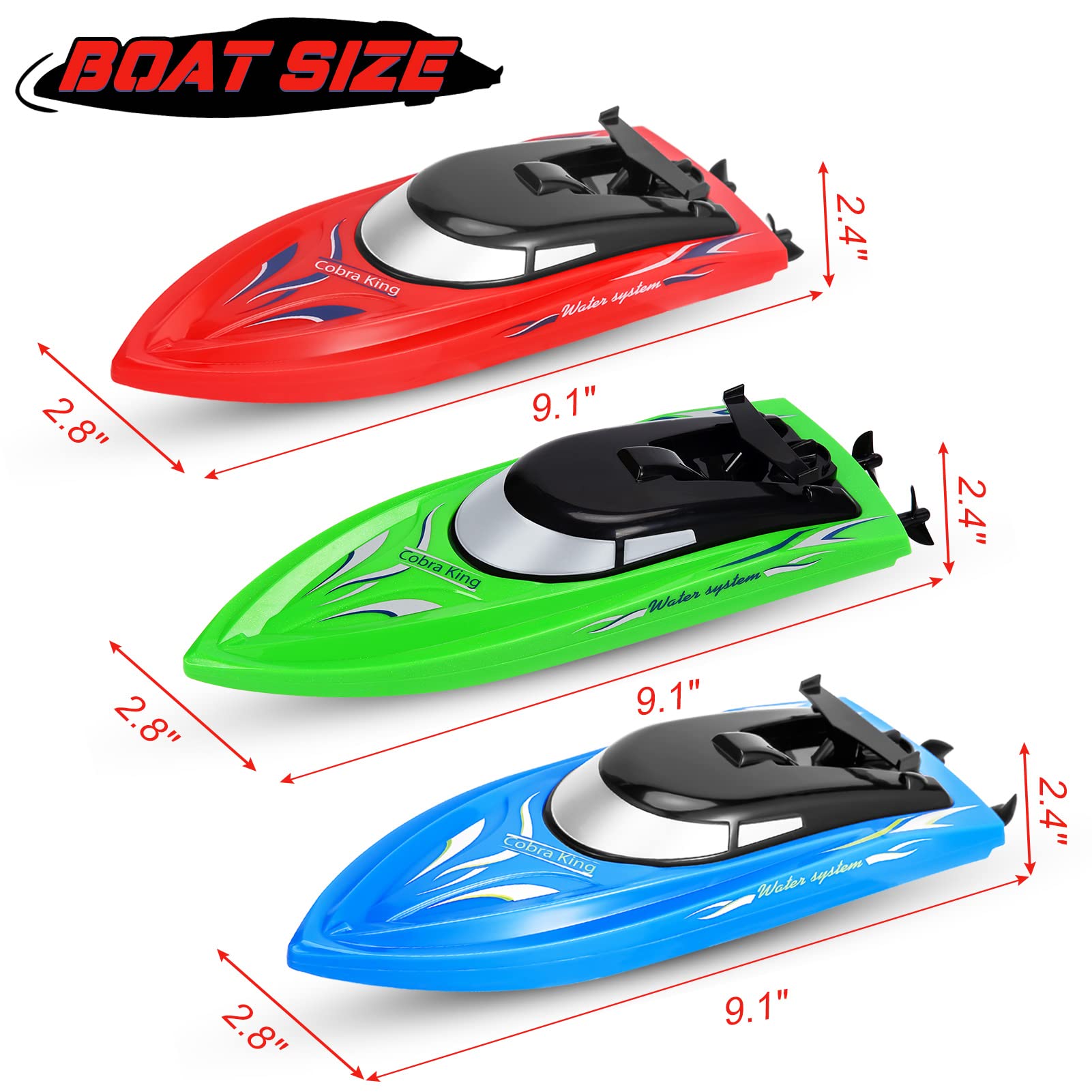 LIZHOUMIL 3PACK RC Boat, Remote Control Boats for Kids and Adults,10km/H 2.4G High Speed Remote Control Boat, Fast RC Boats for Pools and Lakes with 6 Rechargeable Battery