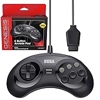 Retro-Bit Official Sega Genesis Controller 6-Button Arcade Pad for Sega Genesis - Original Port (Black)