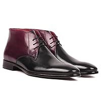 Paul Parkman Men's Chukka Boots Black & Purple (ID#CK68H1)