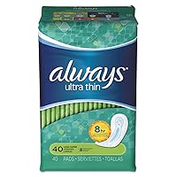 Always Fem Hygiene, Pads Ultra Thinwithout Wings Super Size 2 (Long), 40 Count