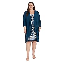 R&M Richards Women's Plus Size 2pc Puff Print Ity Daytime Casual Jacket Dress