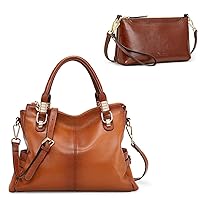 Kattee Genuine Leather Tote Bags Bundle with Small Crossbody Bags for Women