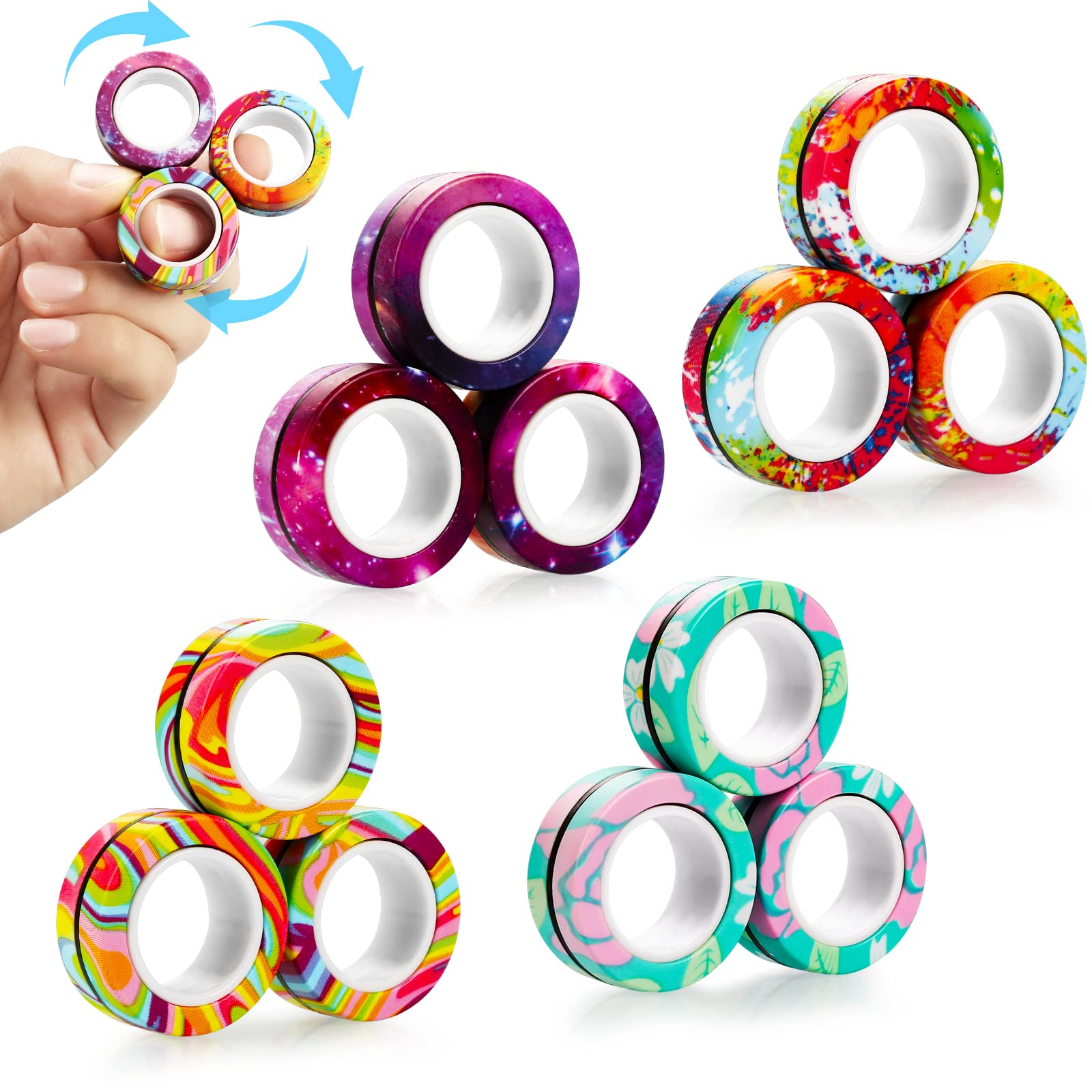 Mua Pushmick 12 Pcs Finger Magnetic Rings Fidget Toys, Colorful Magnet ...