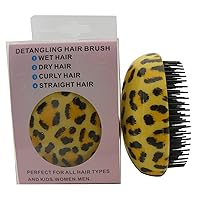 Detangler Brush for Boy Men Women , WODSTASTL Travel Mini Hair Comb Brushes for Men Girls, Fragile Detangler Hairbrush for Natural Curly Straight Wet or Dry Hair(Leopard Yellow)