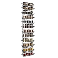 SWOMMOLY Adjustable Wall Mount Spice Rack Organizer, 12-Tier Dual-use (Multi-use) Hanging Spice Shelf Storage for Kitchen Pantry Cabinet Door, Seasoning Holder Organizer, Black