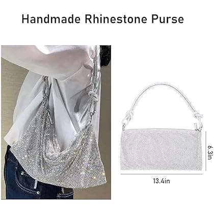 Rhinestone Handbag Purses for Women Girls Chic Evening Purse Shiny Hobo Bags Travel Vacation Gift Shoulder Bag