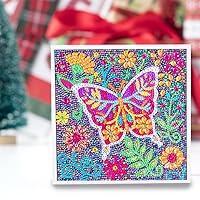 YIMORE 5D Diamond Art Painting Kits Cute Butterfly Flower 7.87 x 7.87 inch for Kids Adults with Wooden Frame, Full Drill Mosaic Gems Paint Sets by Number Kits for Room Decoration and Kids Gift.